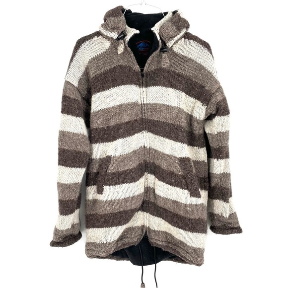 Himalayan Mountain Wool Norwegian Nepalese Polar Fleece Hoodie Sweater Coat - Picture 1 of 5